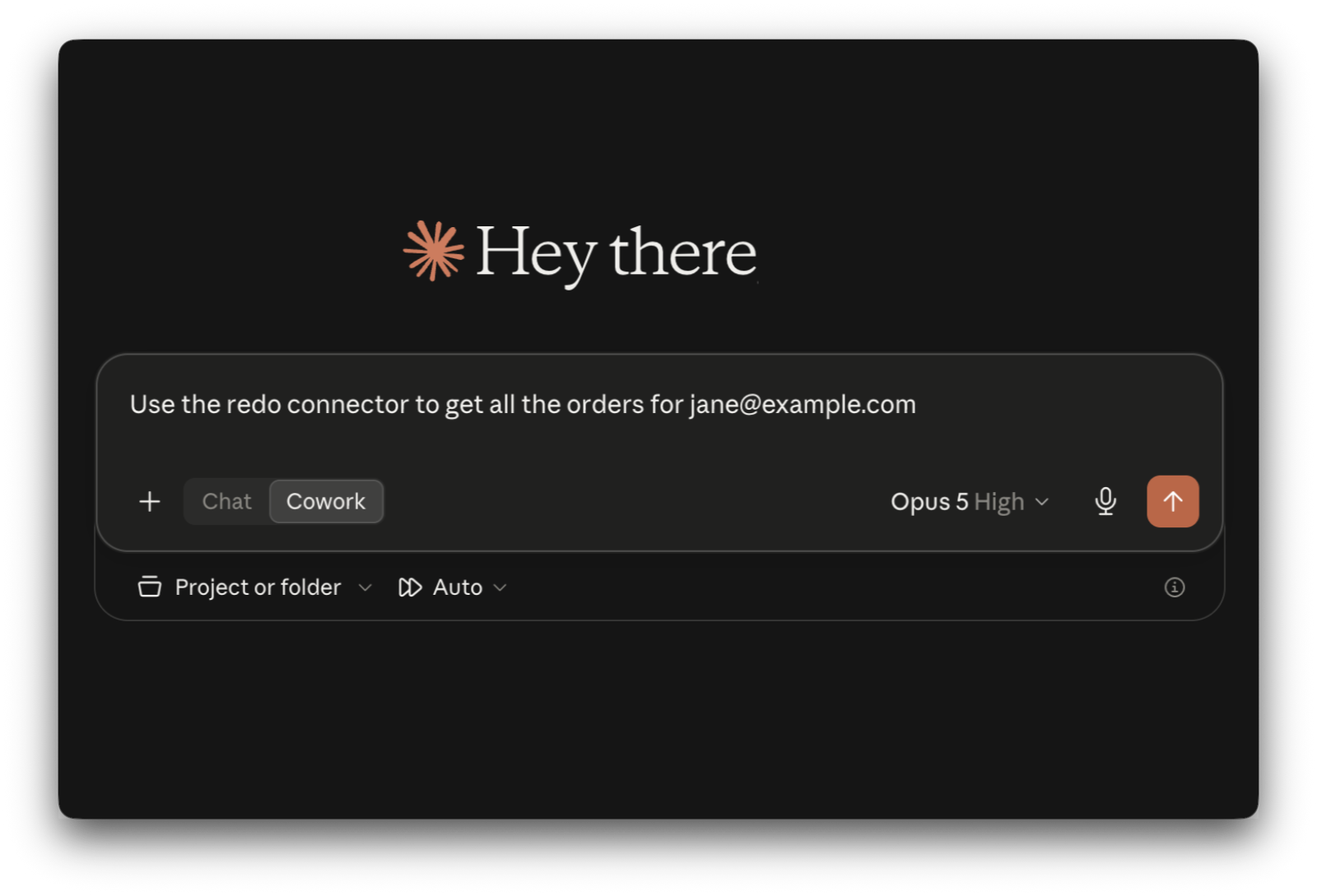 Claude's composer with a Redo prompt ready to send