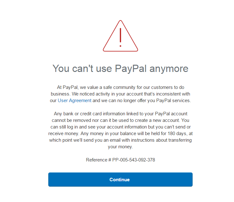 PayPal account notice used as supporting payment and dispute context